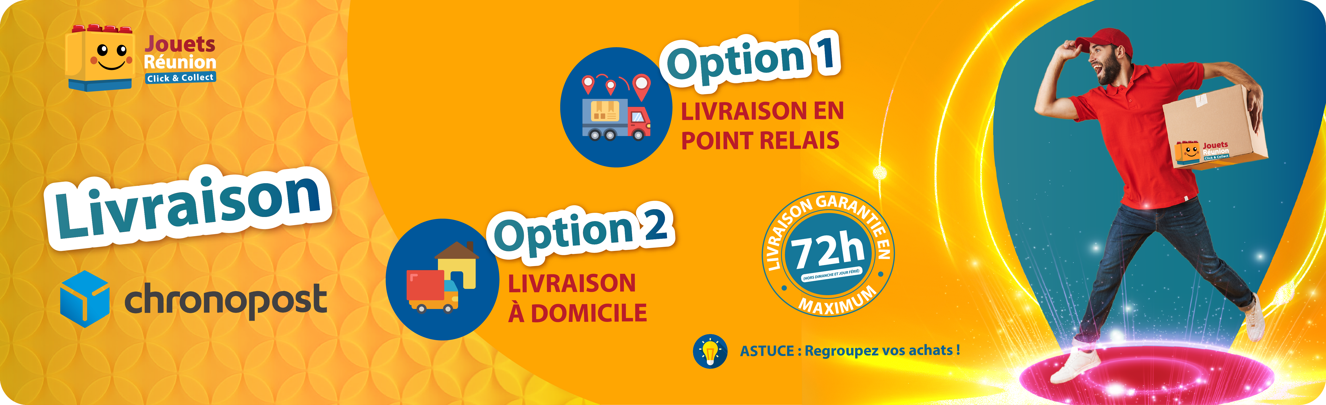 Chez Jouets Réunion, nous vous garantissons une livraison rapide et sécurisée